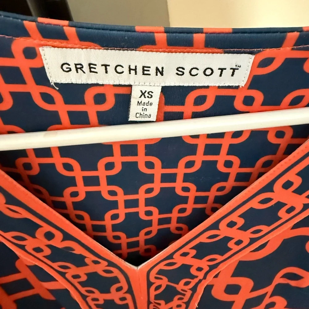 XS Gretchen Scott Navy Orange Dress - Picture 2 of 4